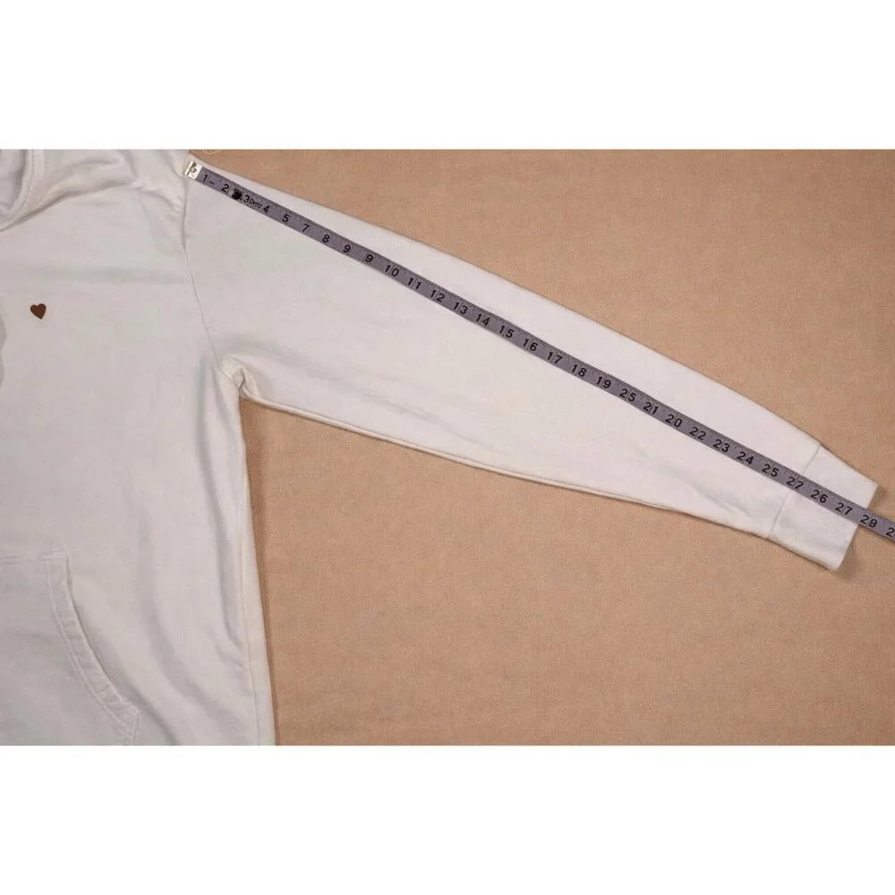 Brosbi White Zip Hoodie Icon Heart Minimalist Streetwear XXL Cotton French Terry